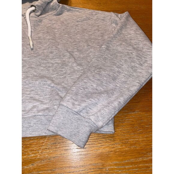 Cropped Gray Hoodie With Drawstring - Picture 3 of 4